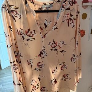 Daniel Rainn Cream and Red Floral Blouse